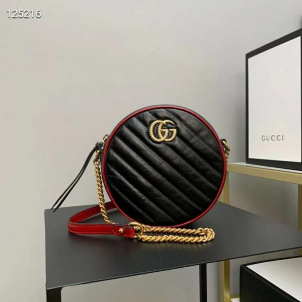 Gucci GG Women GG Marmont Mini Round Shoulder Bag-Black (3)
