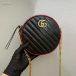 Gucci GG Women GG Marmont Mini Round Shoulder Bag-Black - Imagen 5