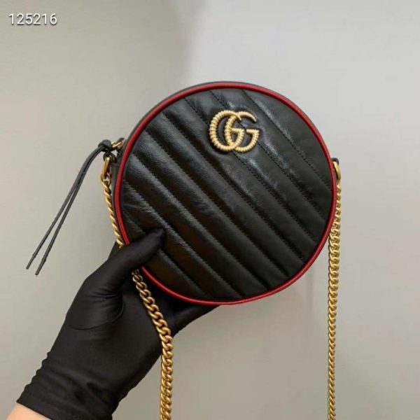 Gucci GG Women GG Marmont Mini Round Shoulder Bag-Black (4)