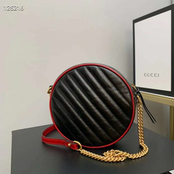 Gucci GG Women GG Marmont Mini Round Shoulder Bag-Black (6)