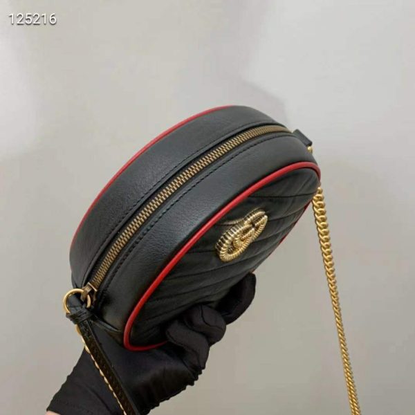 Gucci GG Women GG Marmont Mini Round Shoulder Bag-Black (9)
