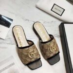 Gucci Women's GG Matelassé Canvas Slide Sandal Beige/Ebony Diagonal - Image 5