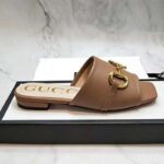 Gucci Women's Leather Slide Sandal with Horsebit Brown Leather – Image 2