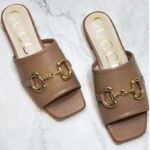 Gucci Women's Leather Slide Sandal with Horsebit Brown Leather – Image 5