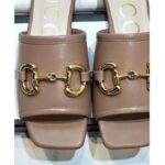 Gucci Women's Leather Slide Sandal with Horsebit Brown Leather – Image 9