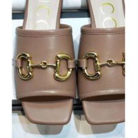 Gucci Women’s Leather Slide Sandal with Horsebit Brown Leather