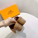 Hermes Women Alma Sandal Calfskin Fringe Detail Palladium Plated "H"-Brown - Image 9