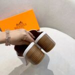 Hermes Women Alma Sandal Calfskin Fringe Detail Palladium Plated "H"-White - Image 9