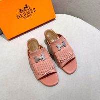 Hermes Women Alma Sandal Goatskin with Fringe Detail-Pink (1)