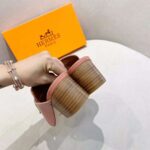 Hermes Women Alma Sandal Goatskin with Fringe Detail-Pink - Image 9