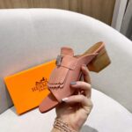 Hermes Women Alma Sandal Goatskin with Fringe Detail-Pink - Image 8