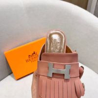 Hermes Women Alma Sandal Goatskin with Fringe Detail-Pink (1)