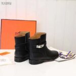 Hermes Women Neo Ankle Boot Calfskin with Iconic Buckle-Black – Image 2