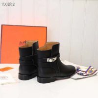 Hermes Women Neo Ankle Boot Calfskin with Iconic Buckle-Black