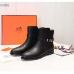 Hermes Women Neo Ankle Boot Calfskin with Iconic Buckle-Black – Image 5