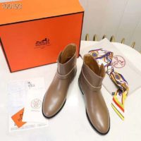 Hermes Women Neo Ankle Boot Calfskin with Iconic Buckle-Brown