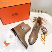 Hermes Women Neo Ankle Boot Calfskin with Iconic Buckle-Brown