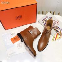 Hermes Women Neo Ankle Boot Calfskin with Iconic Buckle-Chocolate