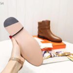 Hermes Women Neo Ankle Boot Calfskin with Iconic Buckle-Chocolate - Image 10
