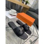 Hermes Women Villa Sandal Calfskin with Detailed Openwork Hardware-Black - Image 2