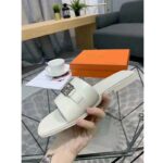 Hermes Women Villa Sandal Calfskin with Detailed Openwork Hardware-White - Image 8