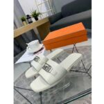 Hermes Women Villa Sandal Calfskin with Detailed Openwork Hardware-White - Image 3