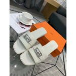 Hermes Women Villa Sandal Calfskin with Detailed Openwork Hardware-White - Image 4