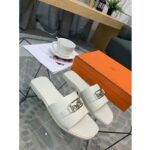 Hermes Women Villa Sandal Calfskin with Detailed Openwork Hardware-White - Image 2