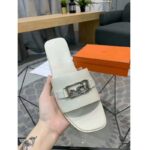 Hermes Women Villa Sandal Calfskin with Detailed Openwork Hardware-White - Image 7