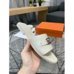 Hermes Women Villa Sandal Calfskin with Detailed Openwork Hardware-White - Image 9