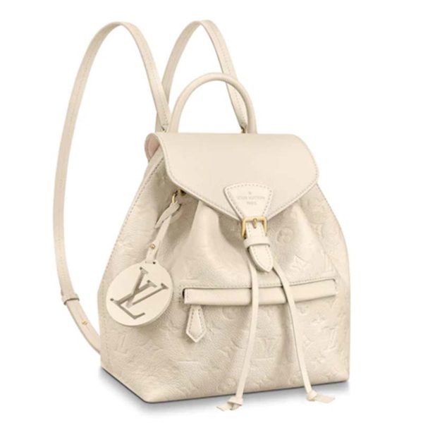 Louis Vuitton LV Unisex Montsouris Backpack Monogram Empreinte Embossed Leather-Beige