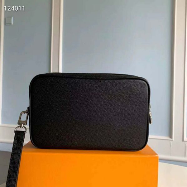 Louis Vuitton LV Men Pochette Kasai Taiga Cowhide Leather-Black (3)