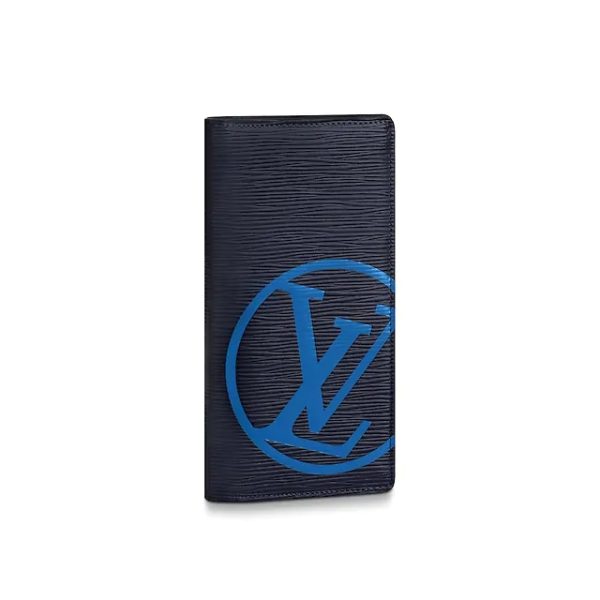 Louis Vuitton LV Unisex Brazza Wallet Cowhide Leather-Blue