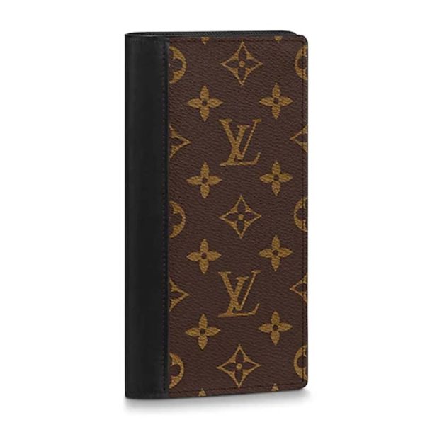 Louis Vuitton LV Unisex Brazza Wallet Monogram Macassar Coated Canvas
