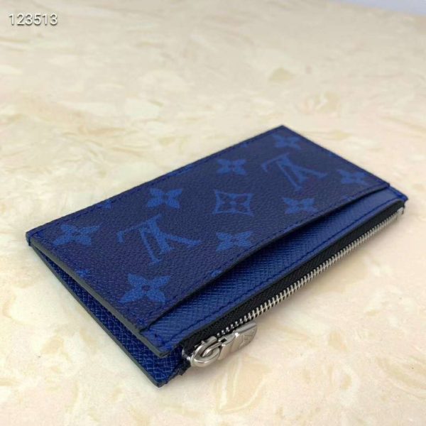 Louis Vuitton LV Unisex Coin Card Holder Monogram Canvas Taiga Leather (8)