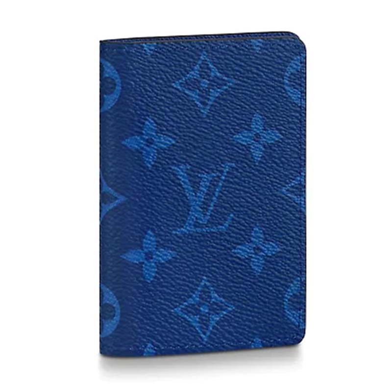 Louis Vuitton Pocket Organizer Blue Taiga leather Monogram canvas M30301  SOLDOUT