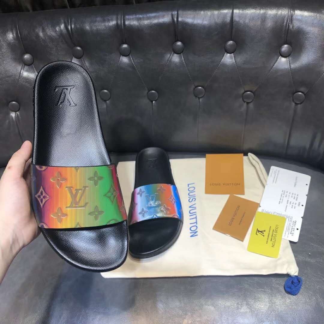 Louis Vuitton Multicolor Iridescent Monogram Rubber Waterfront Slides Size  43 Louis Vuitton