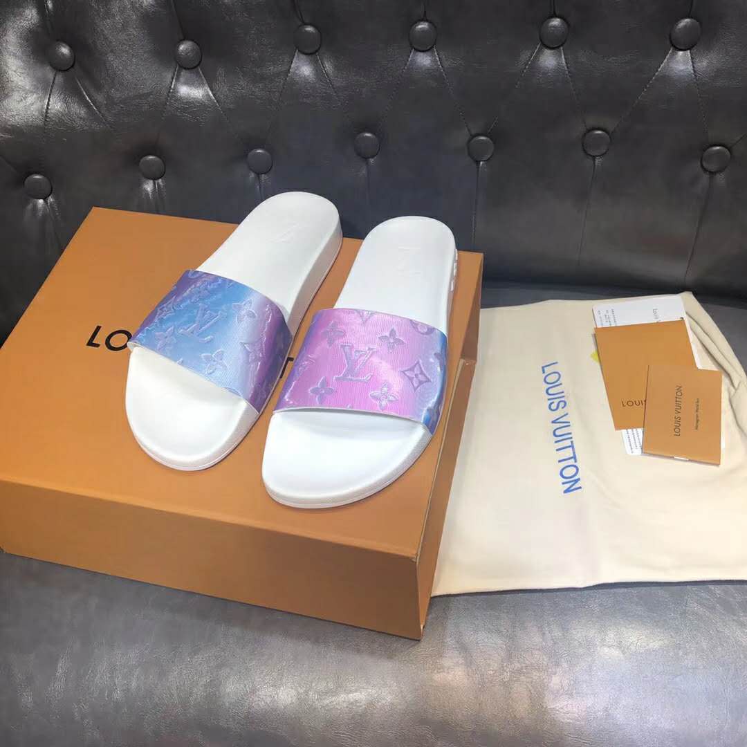 Louis Vuitton Multicolor Iridescent Monogram Rubber Waterfront Slides Size  43 Louis Vuitton