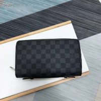 Louis Vuitton LV Unisex Zippy XL Wallet Coated Canvas-Grey