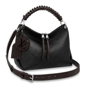 Louis Vuitton LV Women Beaubourg Hobo MM Mahina Calf Leather-Black