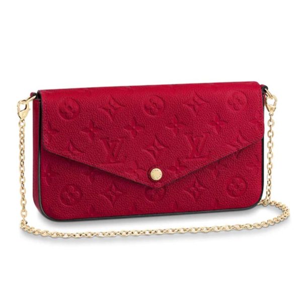 Louis Vuitton LV Women Félicie Pochette Monogram Empreinte Leather-Red