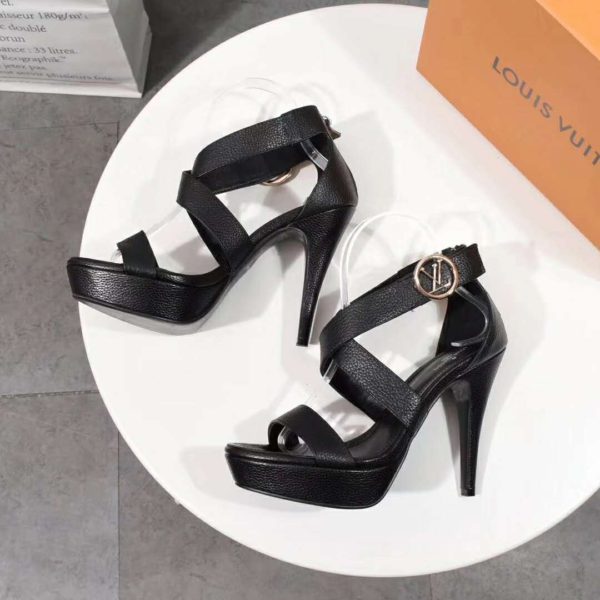 Louis Vuitton LV Women Horizon Platform Sandal Black Grained Calf (6)