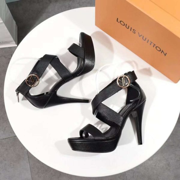 Louis Vuitton LV Women Horizon Platform Sandal Black Grained Calf (7)