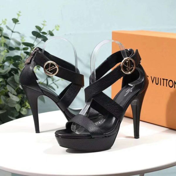 Louis Vuitton LV Women Horizon Platform Sandal Black Grained Calf (8)