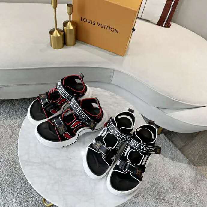 Lv archlight leather sandals Louis Vuitton Black size 38 EU in Leather -  32656527