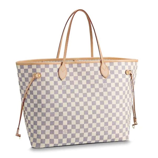 Louis Vuitton LV Women Neverfull GM Tote Damier Azur Canvas