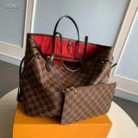 Louis Vuitton LV Women Neverfull GM Tote Damier Ebene Canvas