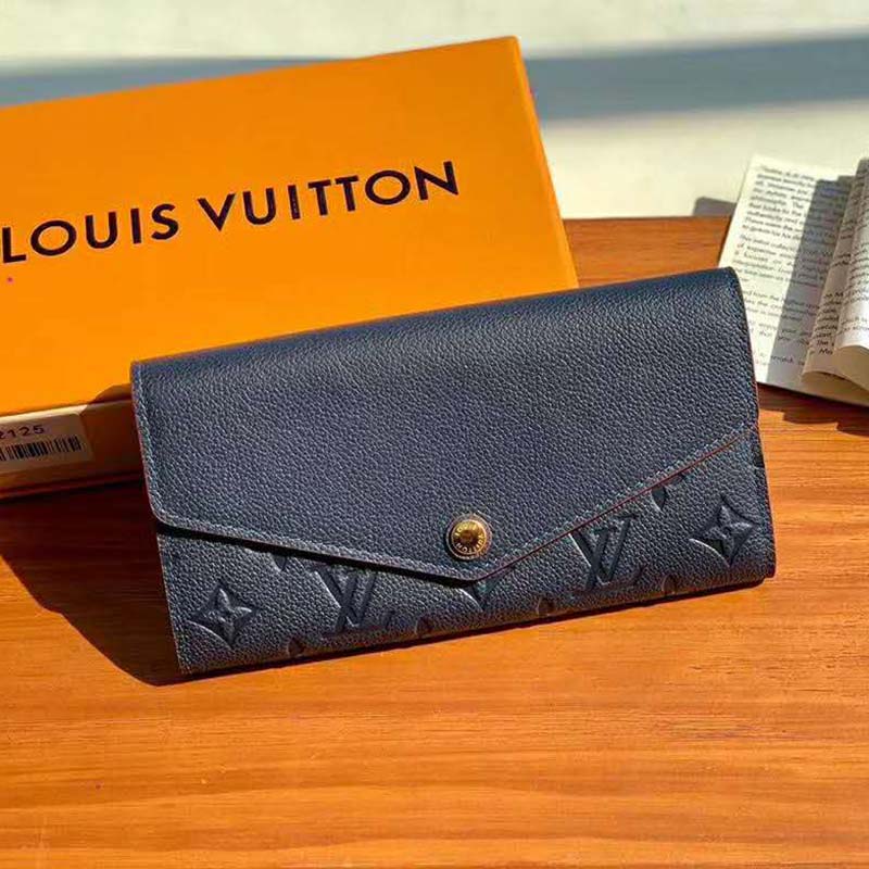 Louis Vuitton LV Women Sarah Wallet Monogram Empreinte Leather-Navy - LULUX