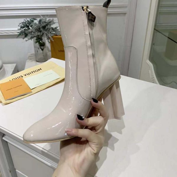 Louis Vuitton LV Women Silhouette Ankle Boot Shiny Rubber-White (5)