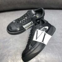 Valentino Unisex Calfskin VL7N Sneaker Bands Rubber-Effect VLTN Logo-Black (10)